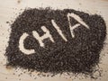 Chia seeds. Chia word made from chia seeds. Royalty Free Stock Photo