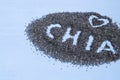 Chia word made from the Chia seeds Royalty Free Stock Photo