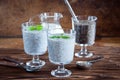 Chia seeds yogurt pudding for breakfast Royalty Free Stock Photo