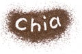 Chia sign word made of Organic natural seeds isolated on white background Royalty Free Stock Photo