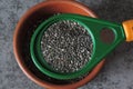 Chia is viewed under a magnifying glass.