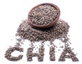 Chia word made up of chia seeds isolated on white background Royalty Free Stock Photo