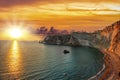 Chiaia di Luna beach at the sunset. Ponza island, Italy Royalty Free Stock Photo