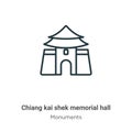 Chiang kai shek memorial hall outline vector icon. Thin line black chiang kai shek memorial hall icon, flat vector simple element