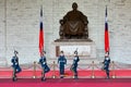 Chiang Kai-Shek Memorial Hall,Taipei,Taiwan-May 7, 2017:The changing of the guards ceremony against the statue of Chiang Kai Shek