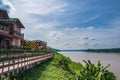 Chiang khan cityscape building with landscape view of maeklong river at loei thailand Royalty Free Stock Photo