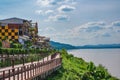 Chiang khan cityscape building with landscape view of maeklong river at loei thailand. Royalty Free Stock Photo