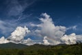 Chiang Mai mountain view with amazing cloudy blue sky and rainbow