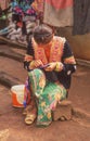 Hmong Woman Sewing