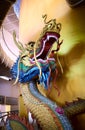 Chiang Mai Province, Thailand - February 18, 2019: Bright dragon statue at Wat Tha Ton Phra Aram Luang