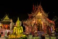 The Chiang Mai silver temple at night Royalty Free Stock Photo