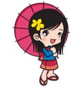 Chiang Mai smile girl with umbrella, Vector illustrator