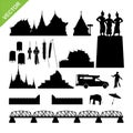 Chiang Mai symbol and landmark silhouettes vector