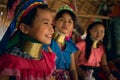 CHIANG MAI, TAILAND - APRIL 22, 2016: A portrait of a girl Kayan, Red Karen (Karenni).