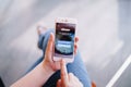 CHIANG MAI, THAILAND - Apr.08,2019: Woman holding Apple iPhone 6S Rose Gold with Vimeo on screen. Vimeo is a video-sharing