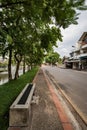 CHIANG MAI, THAILAND - April 26, 2020 : Chaeng Si Phum ancient wall with city street of Chiang Mai province