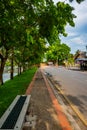 CHIANG MAI, THAILAND - April 26, 2020 : Chaeng Si Phum ancient wall with city street of Chiang Mai province