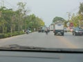 Chiang Mai, Thailand / April 3, 2019: Street accident in Chiang Mai, Thailand causes chaotic scene, with a man waving his hand as