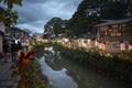 Chiang Mai, Thailand - August 28, 2023: Khlong Mae Kha canal village is a waterside night market in Chiang Mai, Thailand
