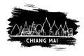 Chiang Mai Thailand City Skyline Silhouette. Hand Drawn Sketch. Business Travel and Tourism Concept with Modern Architecture.