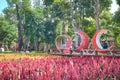 DANTAYVADA, a new landmark for colorful of flower field, huge waterfall, Japanese garden style, and cafe. Royalty Free Stock Photo