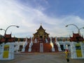 CHIANG MAI, THAILAND - DECEMBER 6, 2018 : The Royal Ratchaphruek Park , Biggest Flower Park in Chiang Mai, Thailand. Blue sky back