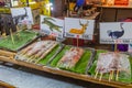 CHIANG MAI, THAILAND - DECEMBER 3, 2019: Various skewers for sale at Chiang Mai night market, Thaila