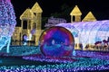 CHIANG MAI, THAILAND - December 12, 2023 : View of flower garden with beautiful lighting during the New Year\'s festival.