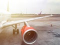 Chiang Mai, Thailand - 19 Feb 2018: Airplane / Aircraft parking in airport waiting for passenger at Chiang Mai International Royalty Free Stock Photo