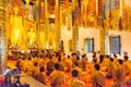 Buddhist monks pray at Wat Chang Taem. a famous Temple in Chiang Mai, Thailand.