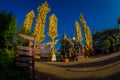 CHIANG MAI, THAILAND - FEBRUARY 01, 2018: Beautiful outdoor view of unidentified people of hindu Big elephant statue at