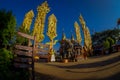 CHIANG MAI, THAILAND - FEBRUARY 01, 2018: Beautiful outdoor view of unidentified people of hindu Big elephant statue at