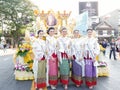 CHIANG MAI, THAILAND-FEBRUARY 04: Miss Chiangmai 2017 at flowers decorate car in annual 41th Chiang Mai Flower Festival, on Februa