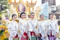 CHIANG MAI, THAILAND-FEBRUARY 04: Miss Chiangmai 2017 at flowers decorate car in annual 41th Chiang Mai Flower Festival, on Februa