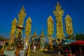 CHIANG MAI, THAILAND - FEBRUARY 01, 2018: Outdoor view of unidentified people of hindu Big elephant statue at golden