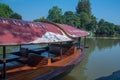 CHIANG MAI, THAILAND - FEBRUARY 18: river boat cruise for rent waiting for tourists to experience the atmosphere of the Ping River