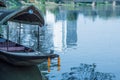 CHIANG MAI, THAILAND - FEBRUARY 18: river boat cruise for rent waiting for tourists to experience the atmosphere of the Ping River