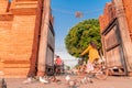 Tourists rides bicycles at Thapae Gate in Chiang Mai city.