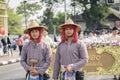 CHIANG MAI, THAILAND - FEBRUARY 08, 2020: Young men and women dressed in traditional clothe in the 44th flower festival parade in