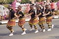 CHIANG MAI, THAILAND - FEBRUARY 08, 2020: Young men and women dressed in traditional clothe in the 44th flower festival parade in