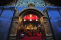 CHIANG MAI, THAILAND - JANUARY 21, 2012:Thai monks meditation rituals during evening prayers in the temple at Wat Phra Thart Doi S Royalty Free Stock Photo