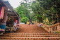 Wat Phra That Doi Suthep staircase with Unacquainted Tourist at Chiang mai city Thailand.