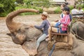 Tourists elephant riding in Chiang Mai Thailand