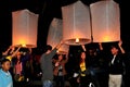 Chiang Mai, Thailand: Lighting Paper Lanterns