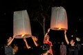 Chiang Mai, Thailand: Lighting Paper Lanterns