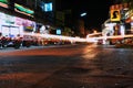 Chiang Mai/Thailand - 02.02.2020: Long exposure photograph of the traffic at a street of Chiang Mai