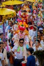 CHIANG MAI, THAILAND - MARCH 25 2023 : Poy Sang Long festival, A Ceremony of boys to become novice monk, In parade around temple