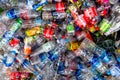 Chiang Mai/ Thailand, May 9, 2019: Pile of clear plastic bottle waste in a recycled trash bin.