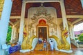 The ornate porch of Phra Viharn Luang, Wat Chedi Luang, Chiang Mai, Thailand