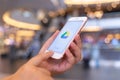 CHIANG MAI, THAILAND - May.10,2019: Woman holding Apple iPhone 6S Rose Gold with Google Drive apps on screen. Royalty Free Stock Photo